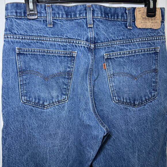 Vintage Levis 519-0217 Orange Tab Straight Medium Wash Blue Jeans Mens 36x32 - Picture 6 of 10